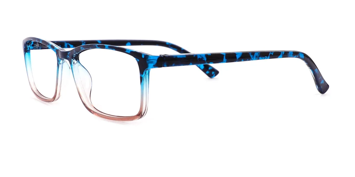 Blue Rectangle Classic Spring Hinges Super Light Custom Engraving Eyeglasses | WhereLight