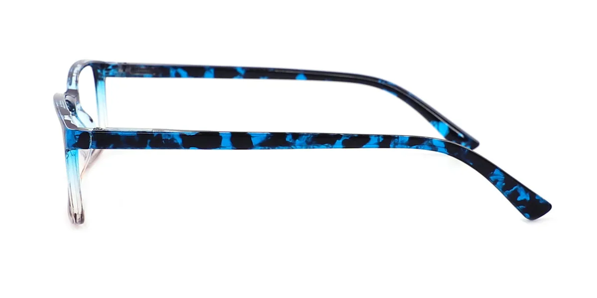 Blue Rectangle Classic Spring Hinges Super Light Custom Engraving Eyeglasses | WhereLight