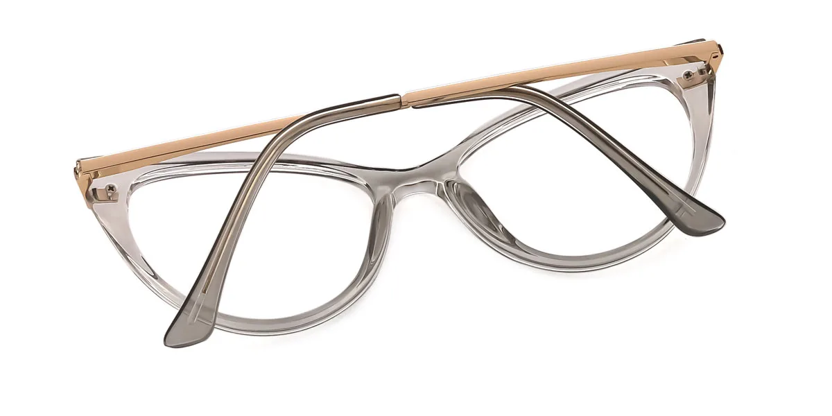 Grey Cateye Unique Spring Hinges Eyeglasses | WhereLight