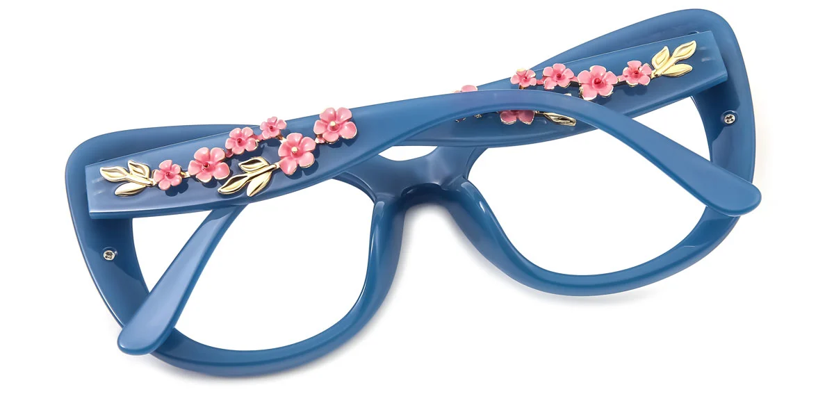 Blue Cateye Unique Gorgeous Custom Engraving Eyeglasses | WhereLight