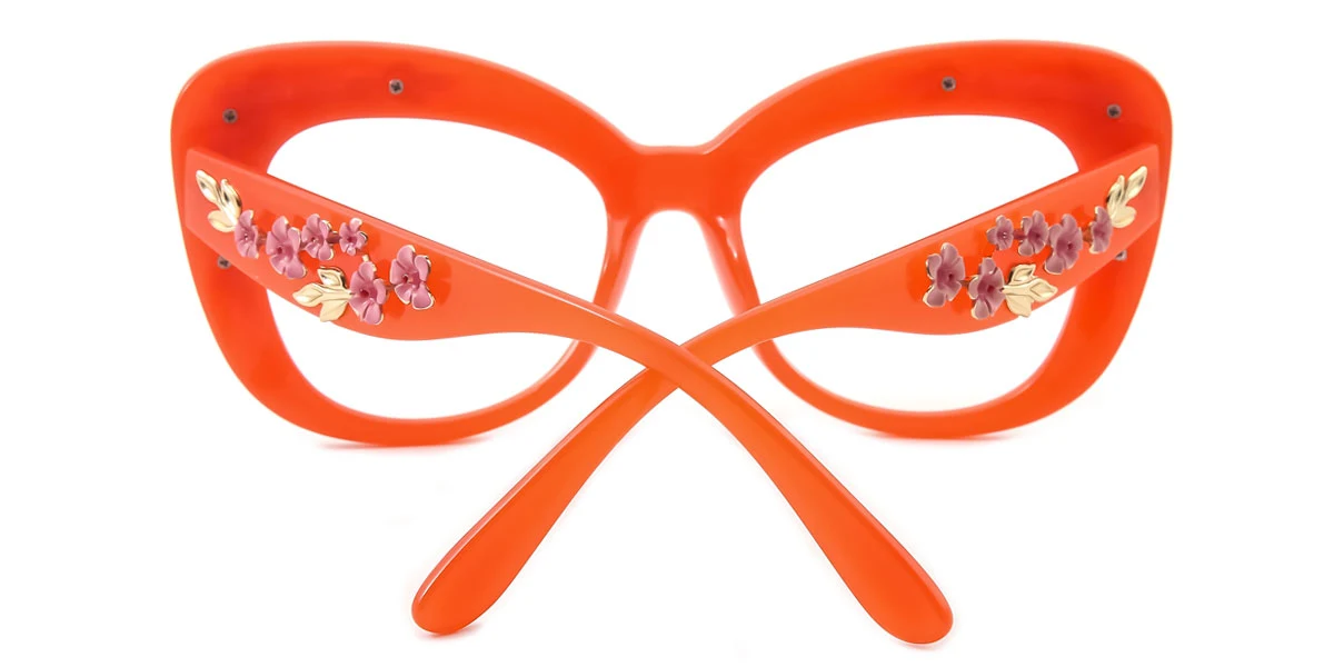 Orange Cateye Unique Gorgeous Custom Engraving Eyeglasses | WhereLight
