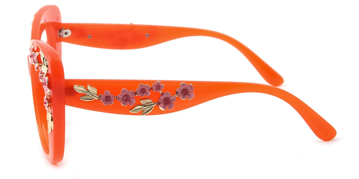 Orange Cateye Unique Gorgeous Custom Engraving Eyeglasses | WhereLight