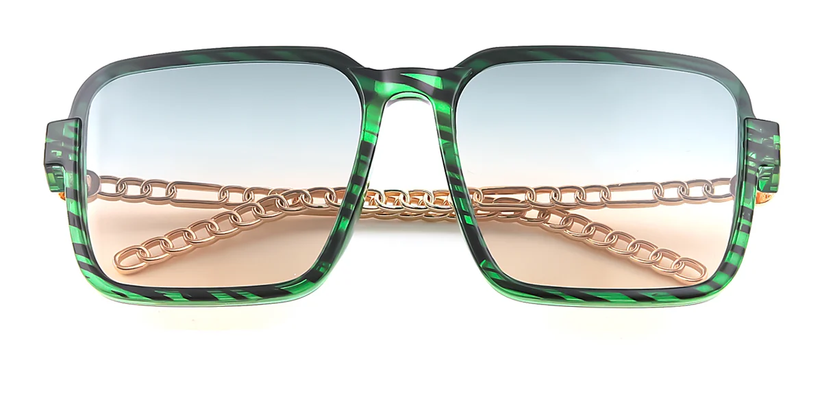 Green Rectangle Simple Unique Gorgeous  Sunglasses | WhereLight