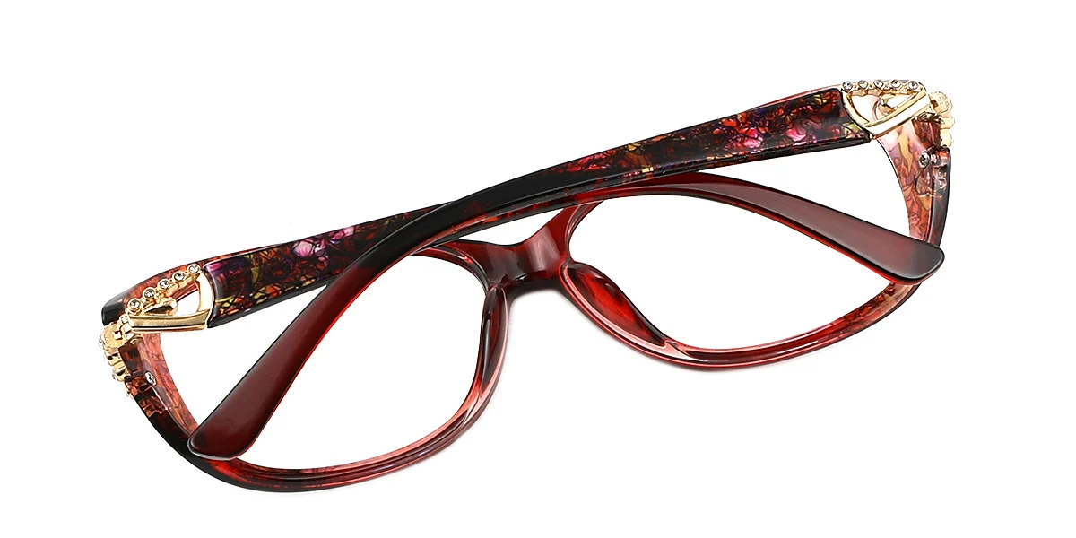 Red Oval Classic Retro Custom Engraving Eyeglasses | WhereLight