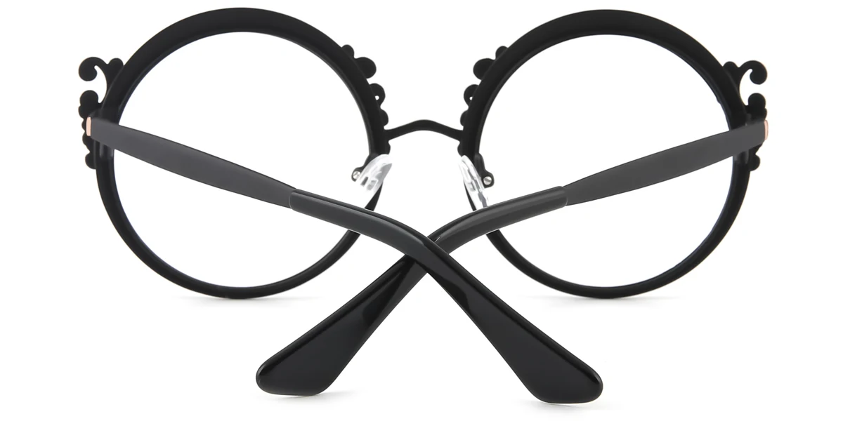 Black Round Retro Gorgeous Spring Hinges Eyeglasses | WhereLight