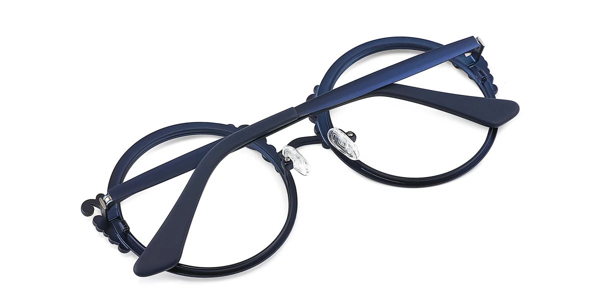 Blue Round Retro Gorgeous Spring Hinges Eyeglasses | WhereLight