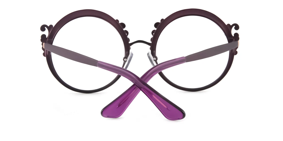 Purple Round Retro Gorgeous Spring Hinges Eyeglasses | WhereLight