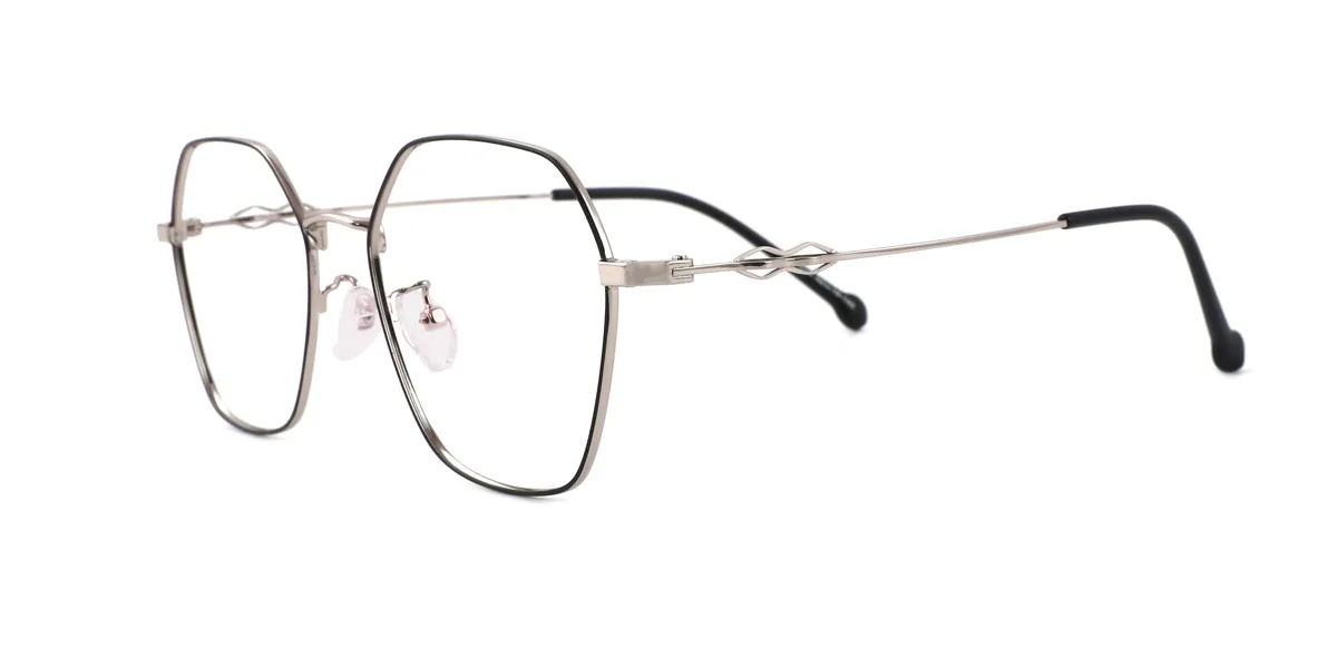 Silver Geometric Unique Super Light Eyeglasses | WhereLight