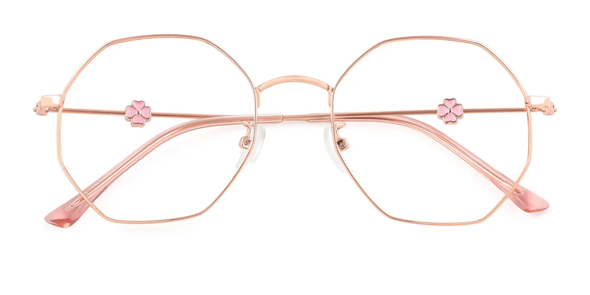Pink Geometric Irregular Simple Retro Unique  Eyeglasses | WhereLight