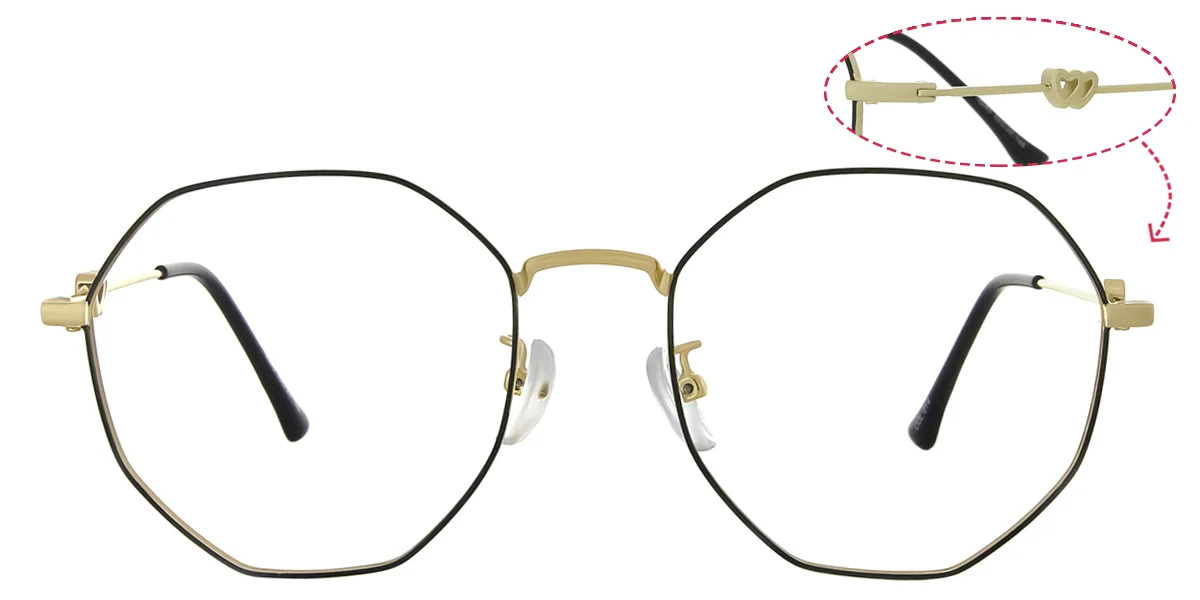 Gold Geometric Unique Gorgeous Super Light Eyeglasses | WhereLight
