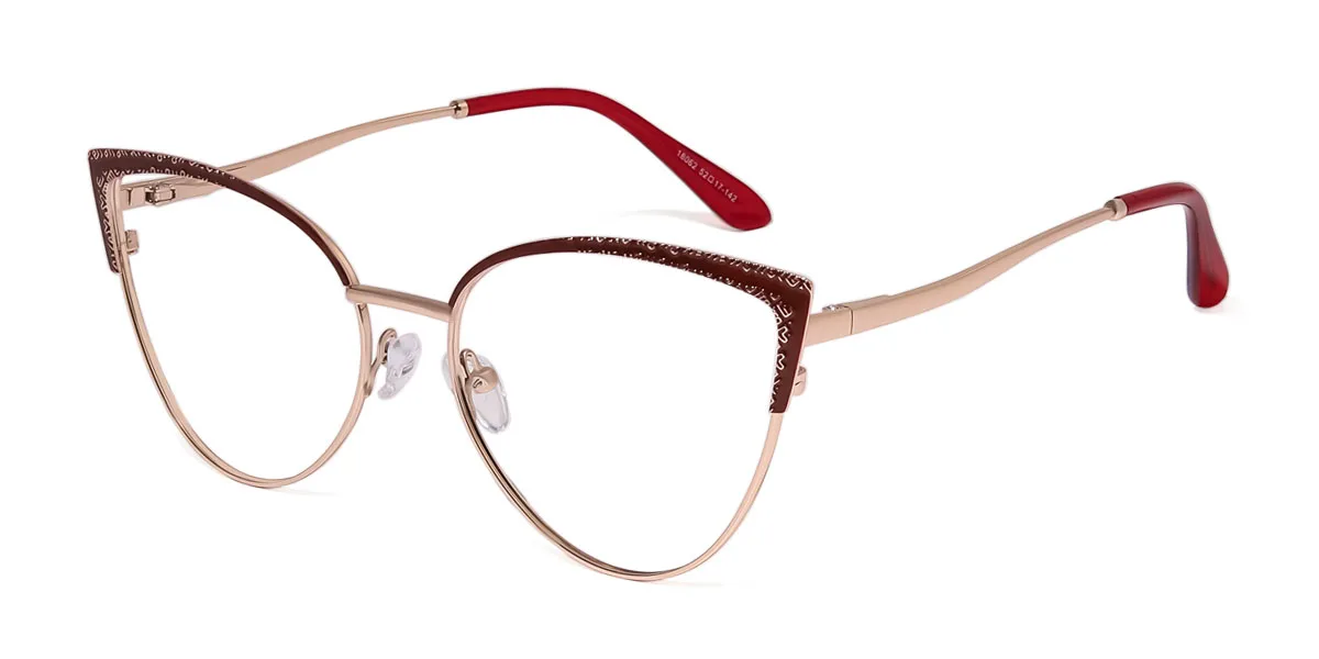 Red Cateye Unique Gorgeous Spring Hinges Custom Engraving Eyeglasses | WhereLight