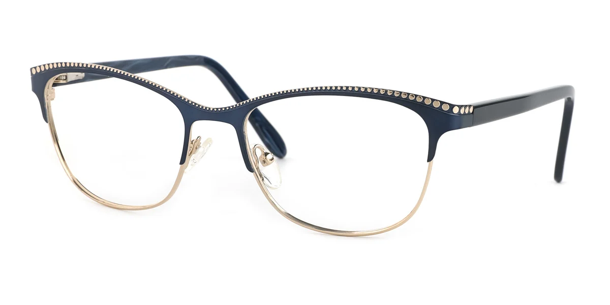 Blue Cateye Unique Gorgeous Spring Hinges Custom Engraving Eyeglasses | WhereLight