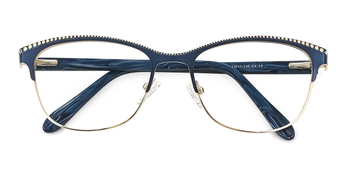 Blue Cateye Unique Gorgeous Spring Hinges Custom Engraving Eyeglasses | WhereLight