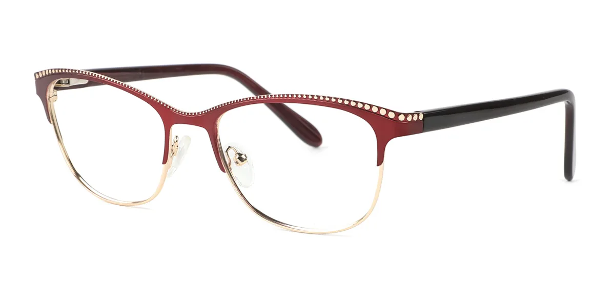 Red Cateye Unique Gorgeous Spring Hinges Custom Engraving Eyeglasses | WhereLight
