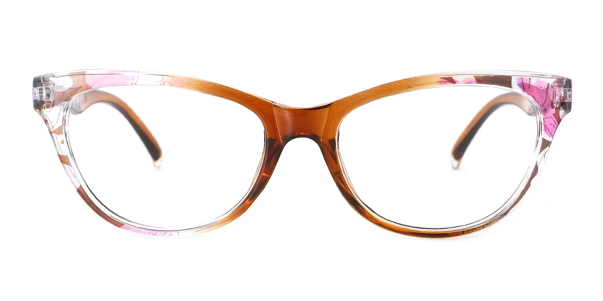 Brown Cateye Unique Super Light Custom Engraving Eyeglasses | WhereLight