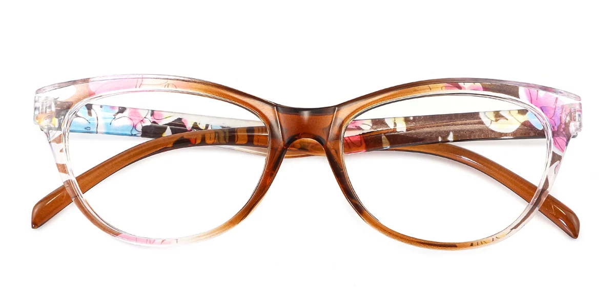 Brown Cateye Unique Super Light Custom Engraving Eyeglasses | WhereLight