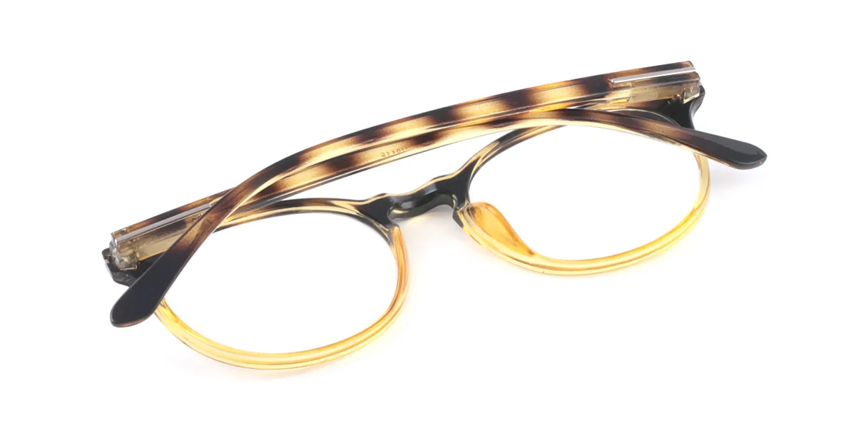 Yellow Oval Classic Spring Hinges Super Light Custom Engraving Eyeglasses | WhereLight