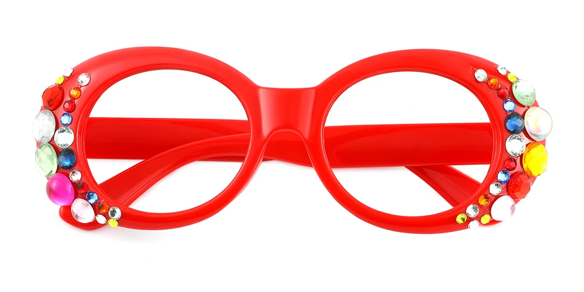 Red Oval Gorgeous Custom Engraving Eyeglasses | WhereLight