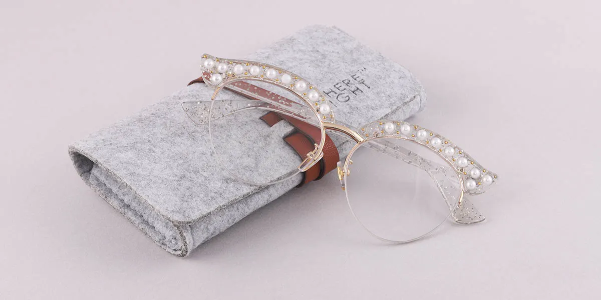 White Cateye Unique Gorgeous Custom Engraving Eyeglasses | WhereLight