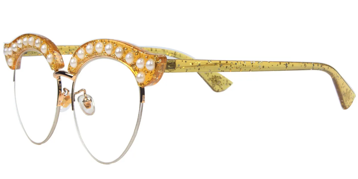 Yellow Cateye Unique Gorgeous Custom Engraving Eyeglasses | WhereLight