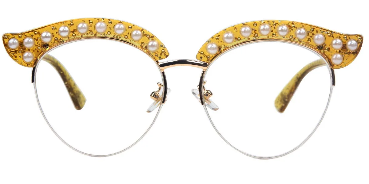 Yellow Cateye Unique Gorgeous Custom Engraving Eyeglasses | WhereLight