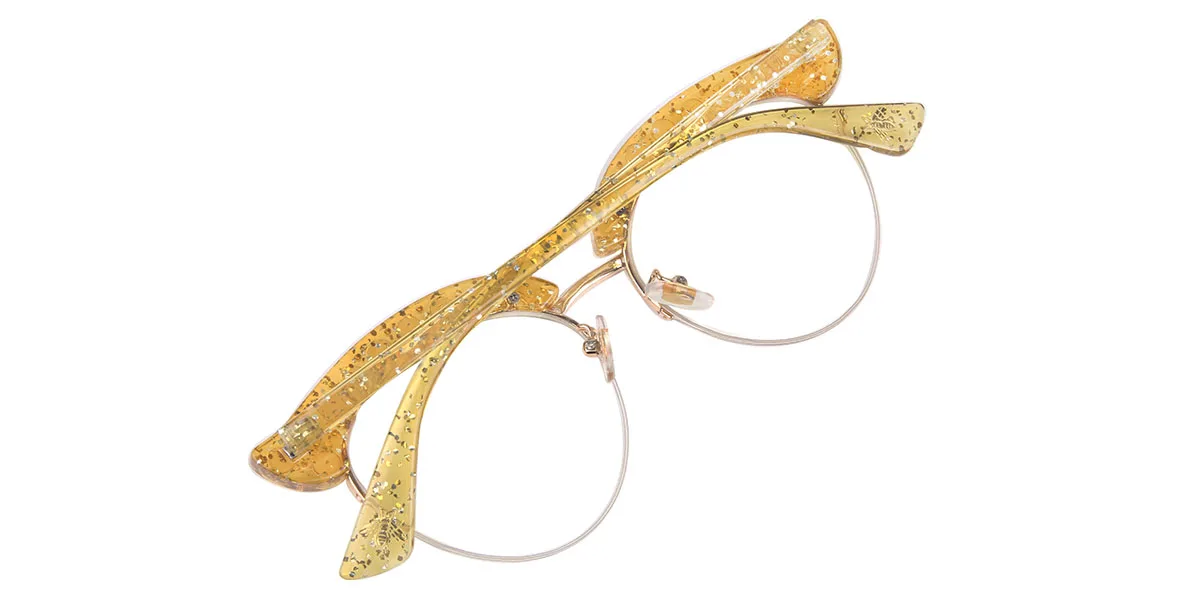 Yellow Cateye Unique Gorgeous Custom Engraving Eyeglasses | WhereLight