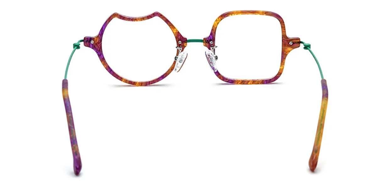 Green Rectangle Irregular Unique Gorgeous  Eyeglasses | WhereLight