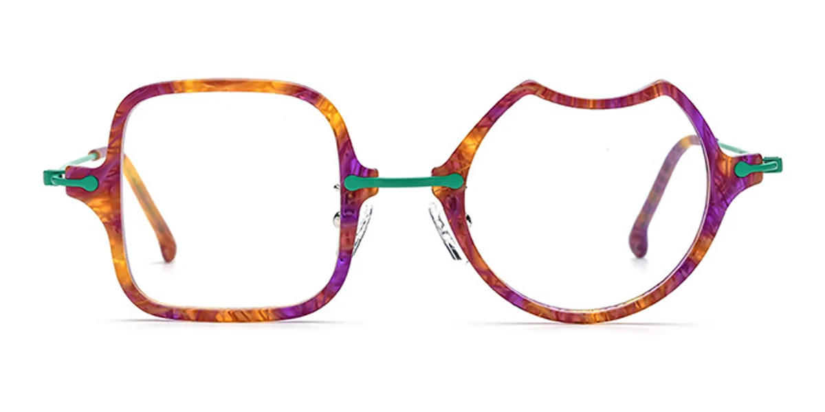 Green Rectangle Irregular Unique Gorgeous  Eyeglasses | WhereLight