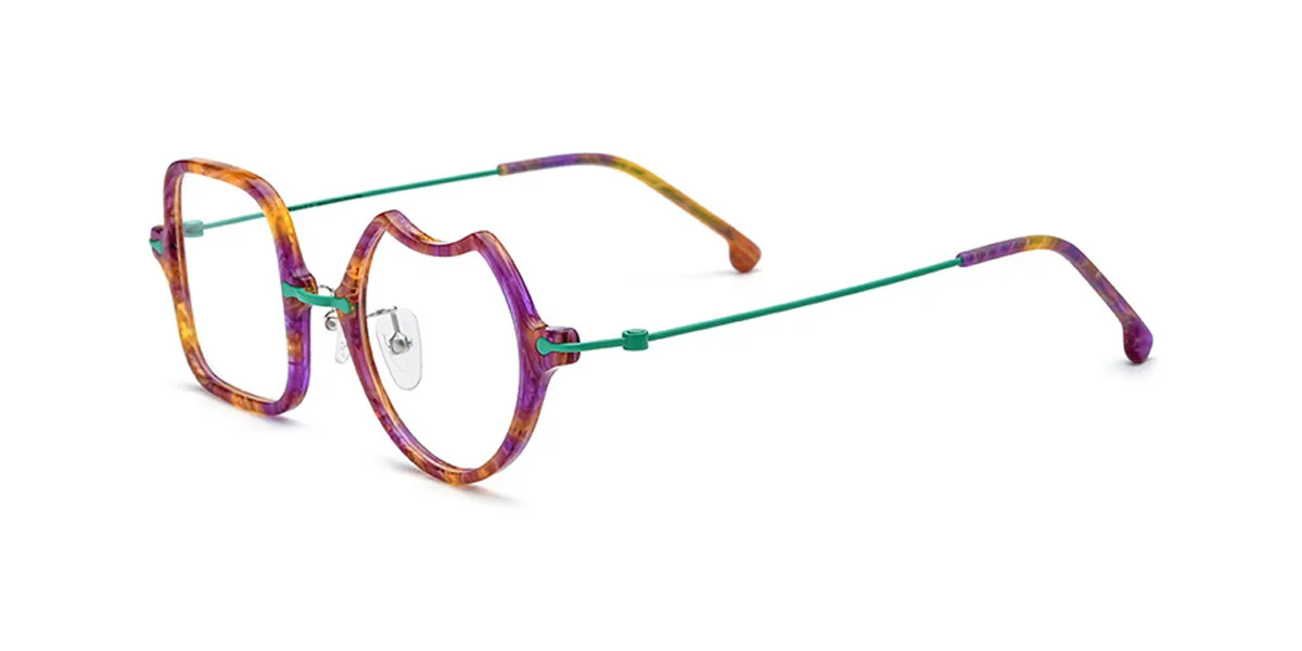 Green Rectangle Irregular Unique Gorgeous  Eyeglasses | WhereLight