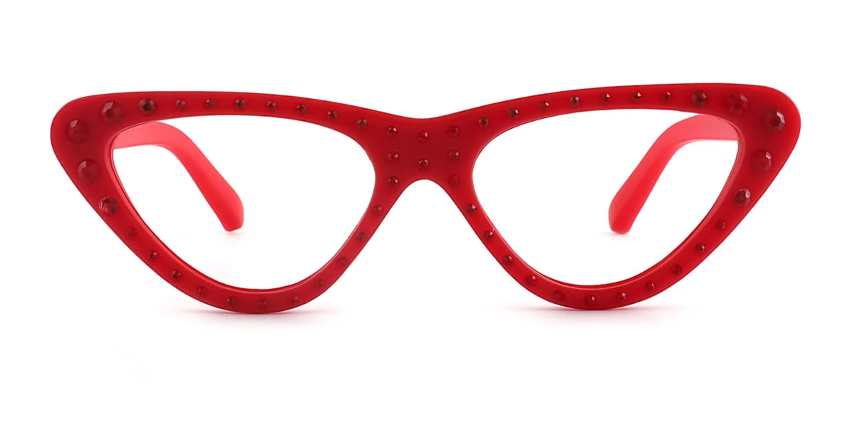 Red Cateye Unique Gorgeous Custom Engraving Petit Fit Eyeglasses | WhereLight