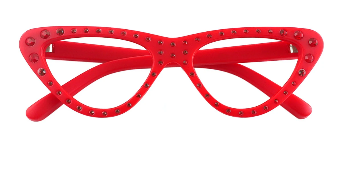 Red Cateye Unique Gorgeous Custom Engraving Petit Fit Eyeglasses | WhereLight