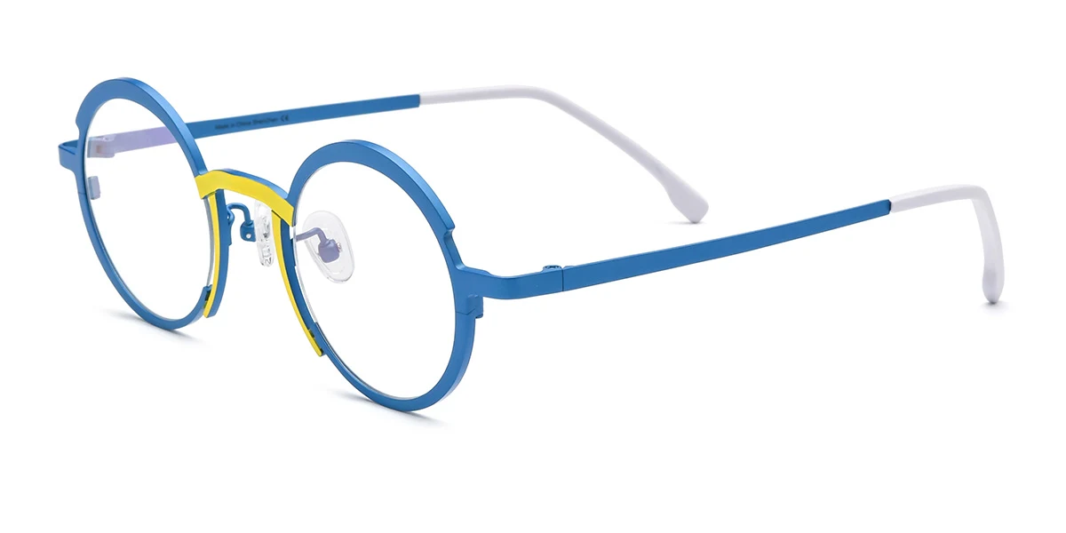 Blue Round Retro Custom Engraving Eyeglasses | WhereLight