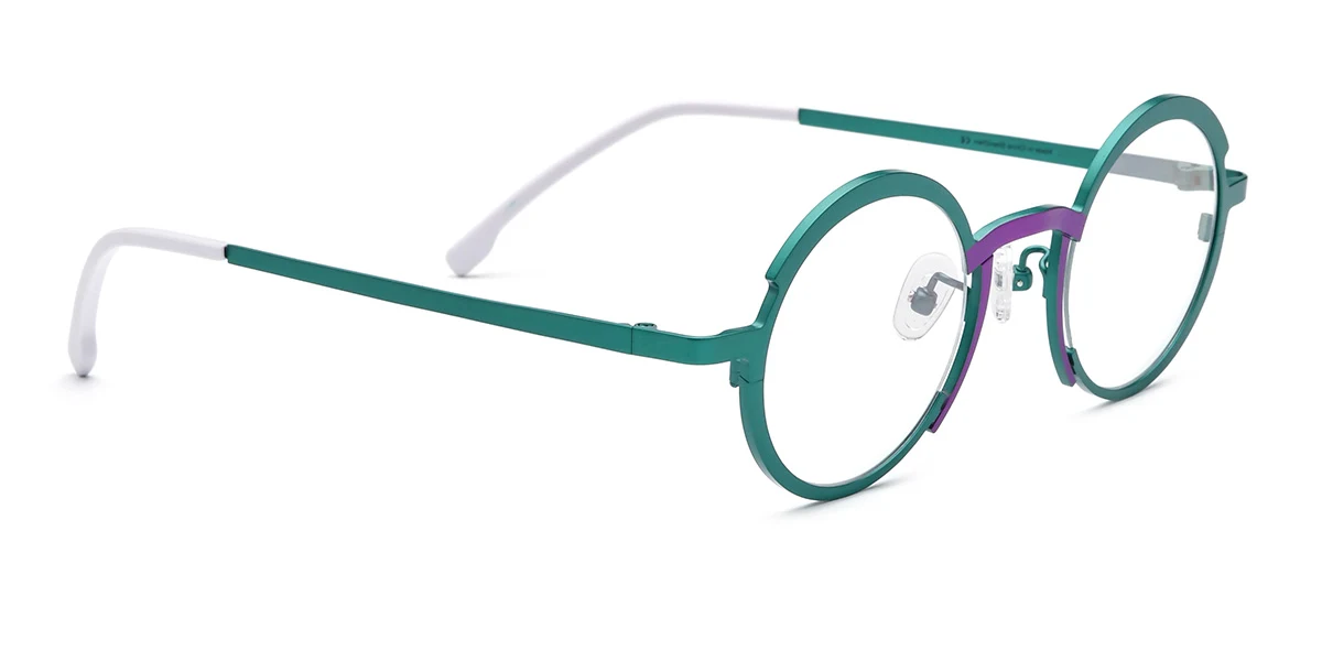 Green Round Retro Custom Engraving Eyeglasses | WhereLight