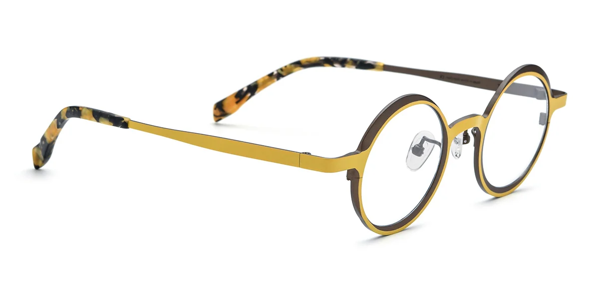 Yellow Round Retro Custom Engraving Eyeglasses | WhereLight