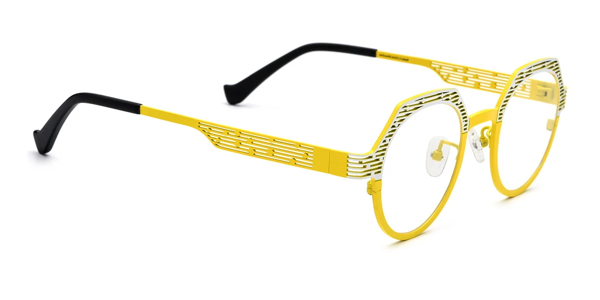 Yellow Oval Retro Custom Engraving Eyeglasses | WhereLight