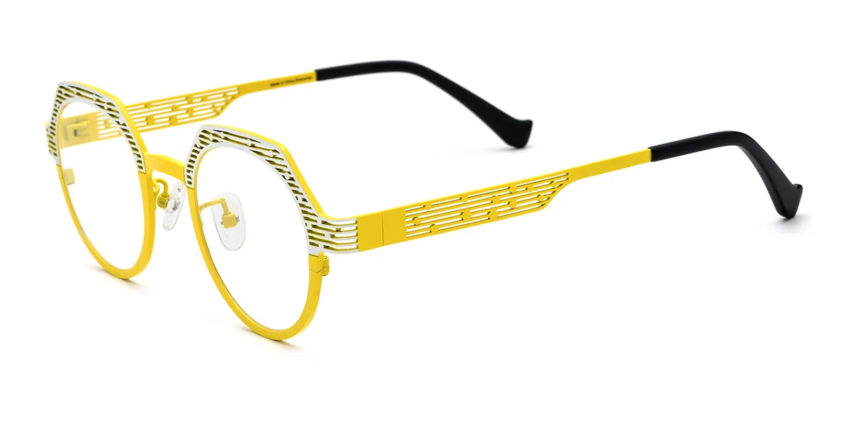 Yellow Oval Retro Custom Engraving Eyeglasses | WhereLight