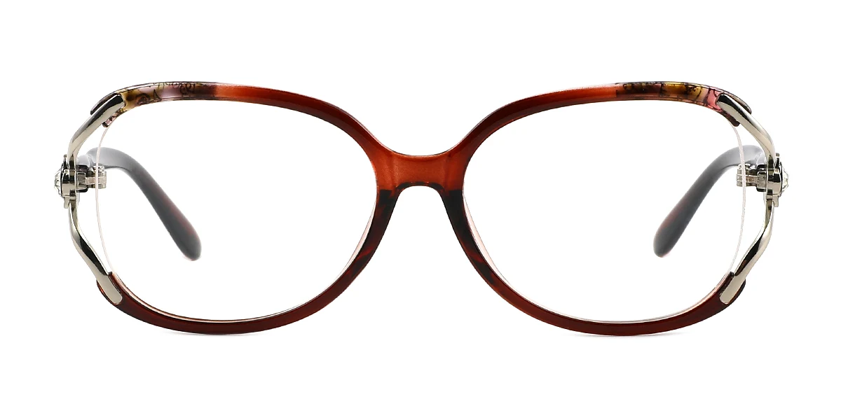 Brown Oval Classic Retro  Eyeglasses | WhereLight