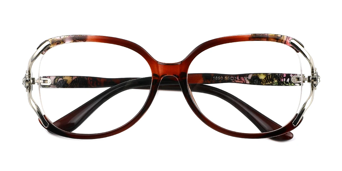 Brown Oval Classic Retro  Eyeglasses | WhereLight