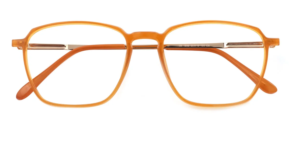 Orange Geometric Simple Super Light Eyeglasses | WhereLight
