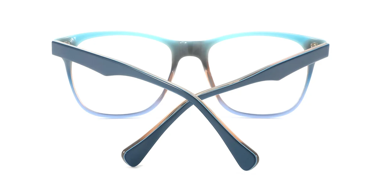 Blue Rectangle Unique Spring Hinges Eyeglasses | WhereLight