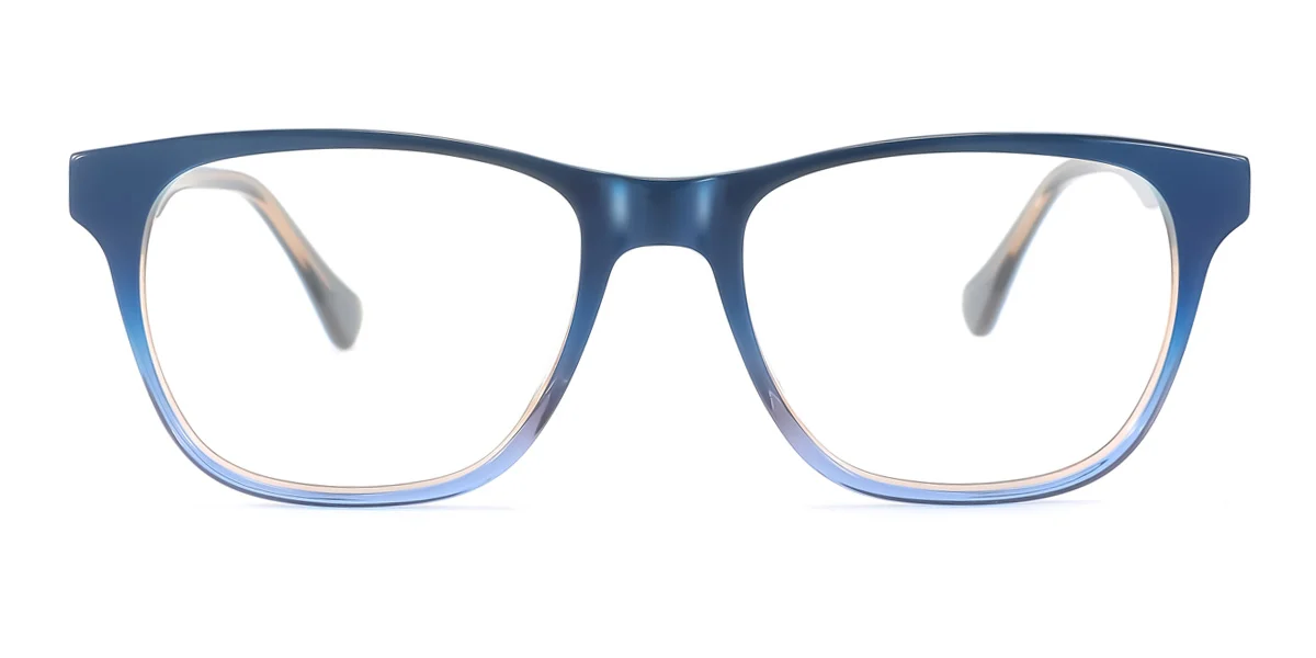 Blue Rectangle Unique Spring Hinges Eyeglasses | WhereLight