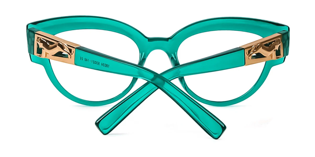Green Cateye Oval Retro Unique Gorgeous Custom Engraving Eyeglasses | WhereLight