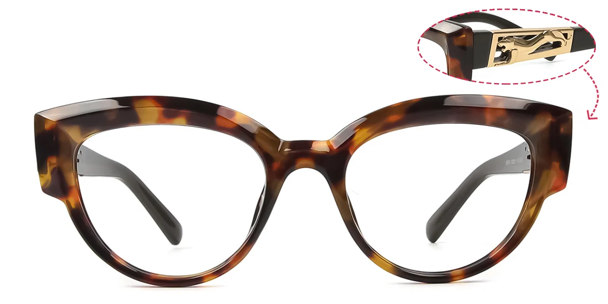Tortoiseshell Cateye Oval Retro Unique Gorgeous Custom Engraving Eyeglasses | WhereLight