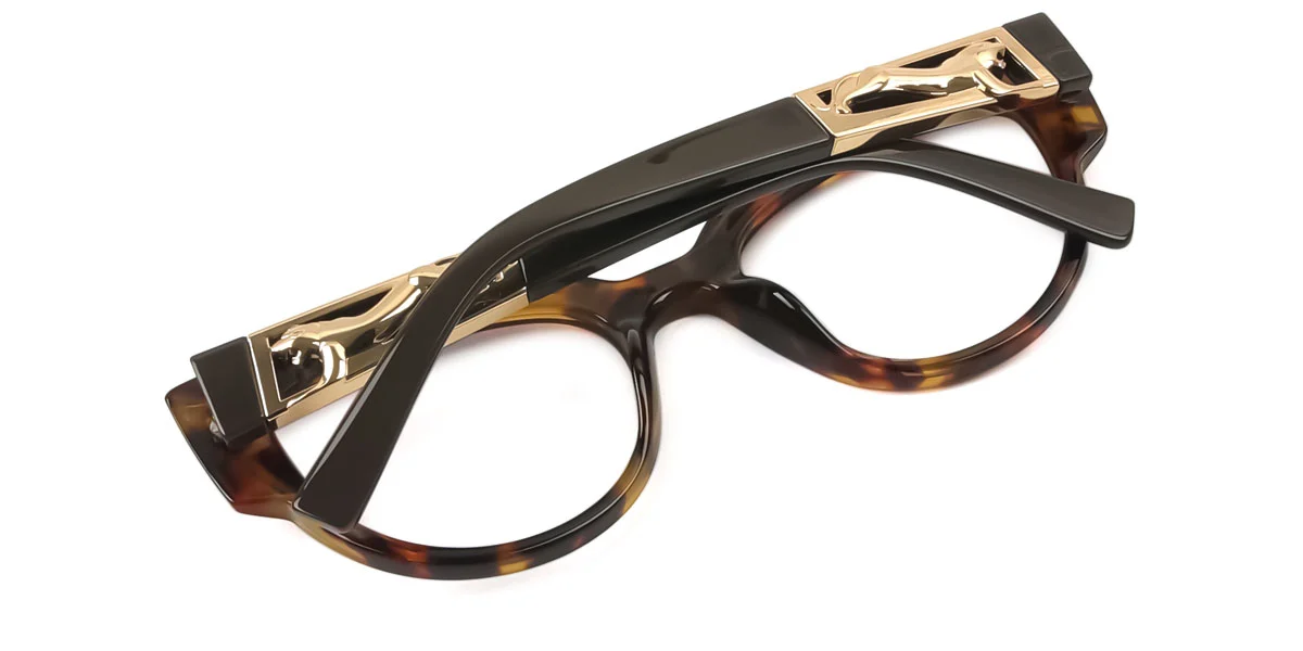 Tortoiseshell Cateye Oval Retro Unique Gorgeous Custom Engraving Eyeglasses | WhereLight