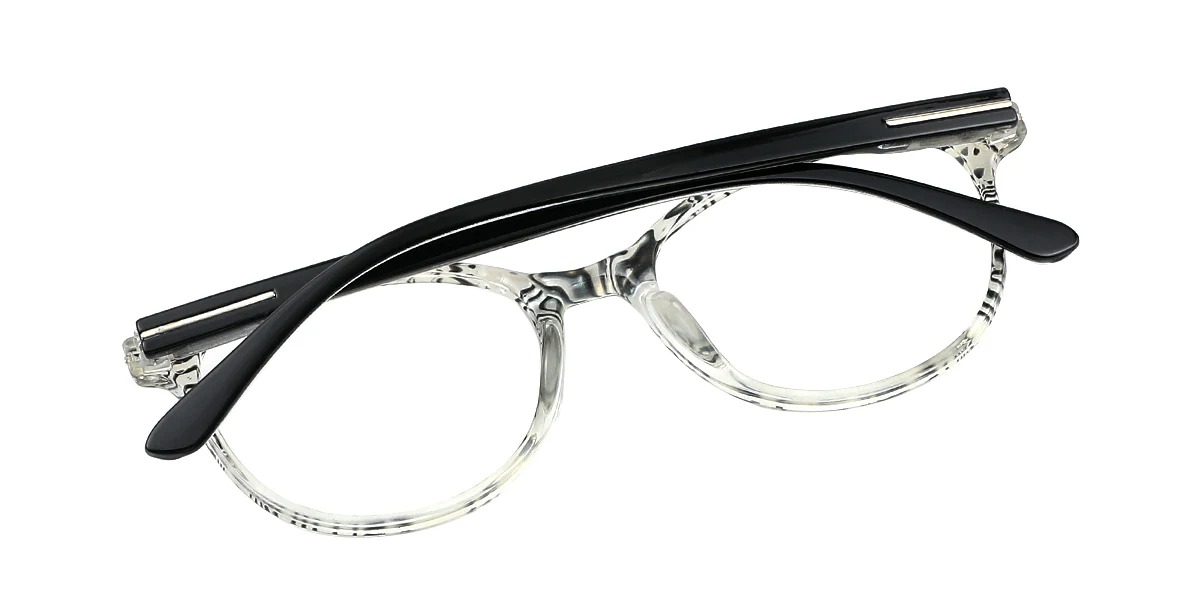 Black Oval Classic Spring Hinges Super Light Custom Engraving Eyeglasses | WhereLight