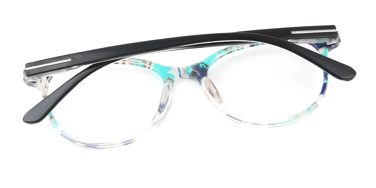 Green Oval Classic Spring Hinges Super Light Custom Engraving Eyeglasses | WhereLight