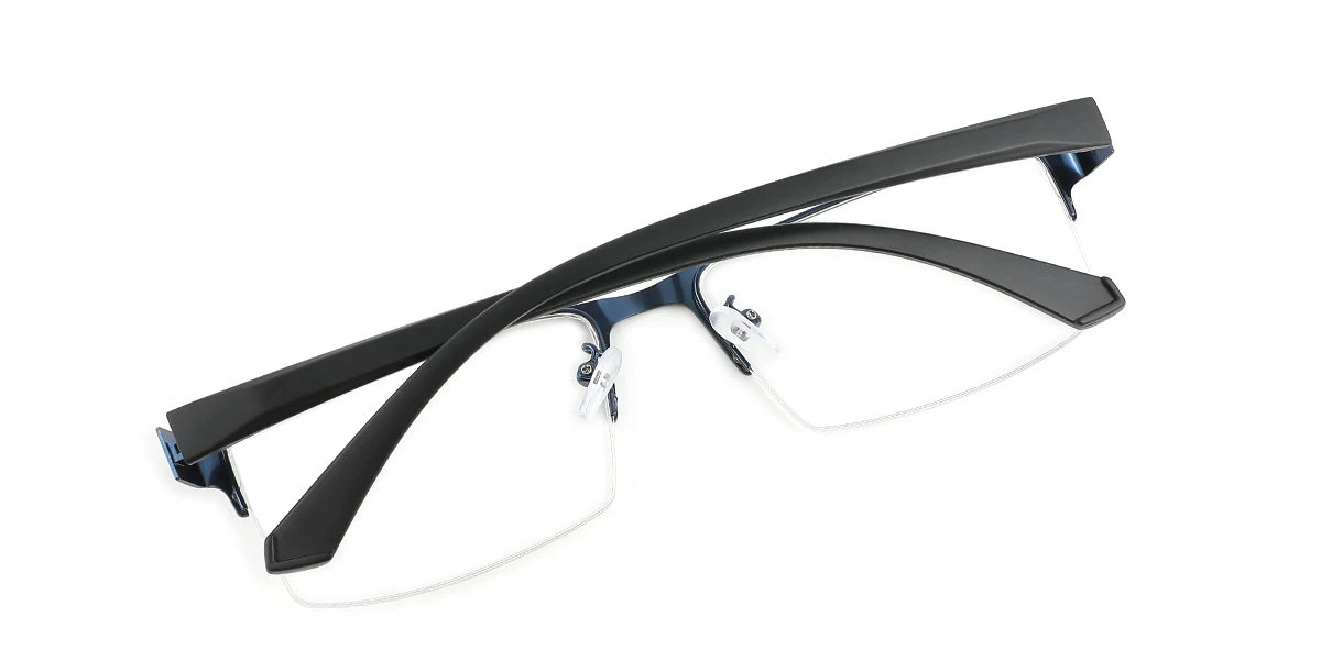 Blue Rectangle Simple Classic Custom Engraving Eyeglasses | WhereLight