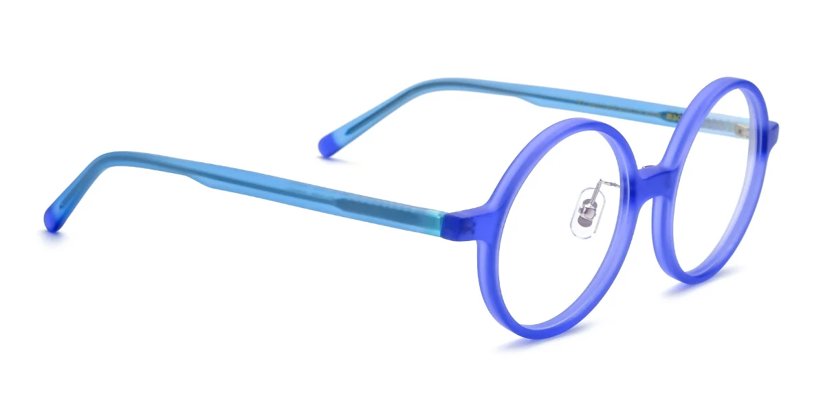 Blue Round Simple Classic Custom Engraving Eyeglasses | WhereLight