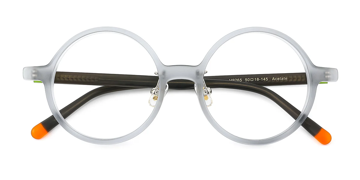 Grey Round Simple Classic Custom Engraving Eyeglasses | WhereLight