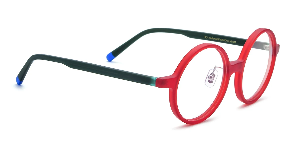 Red Round Simple Classic Custom Engraving Eyeglasses | WhereLight